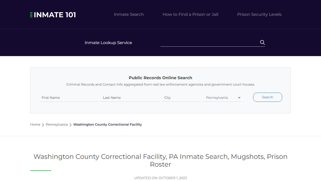 Washington County Correctional Facility, PA Inmate Search, Mugshots ...