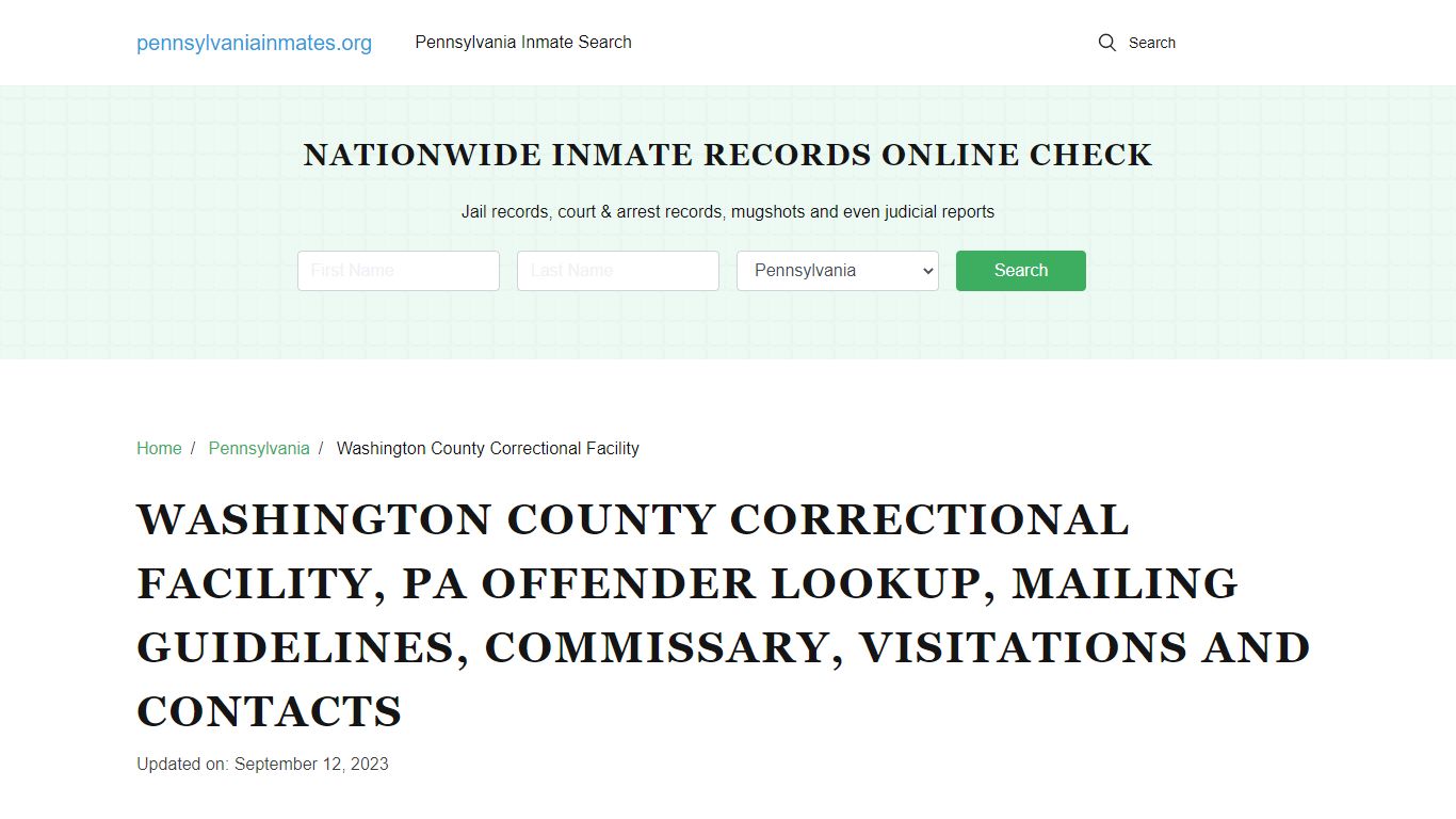 Washington County Correctional Facility, PA: Inmate Search Options ...